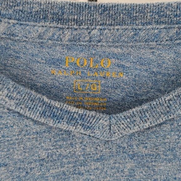 Polo Vneck Tee Tshirt L Blue - Picture 2 of 6